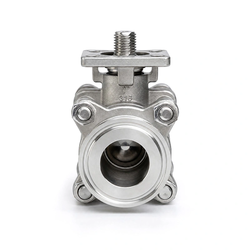 3PC Fullt innkapslet tri-clamp kuleventil med ISO 5211 monteringspute