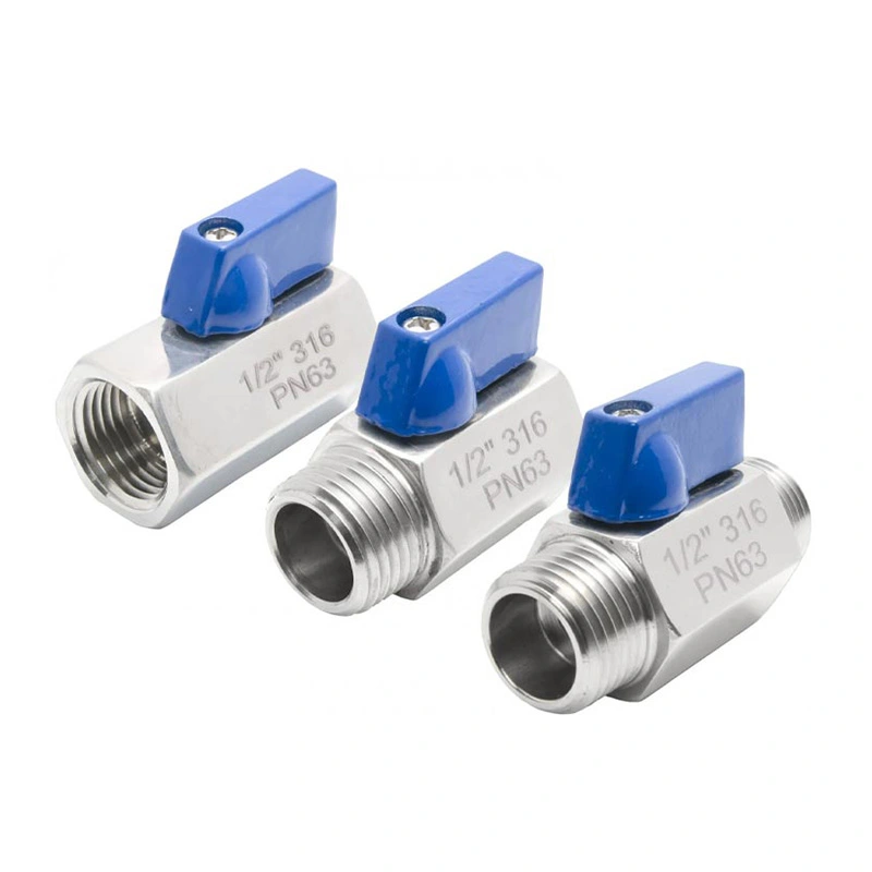Mini kuleventil i rustfritt stål